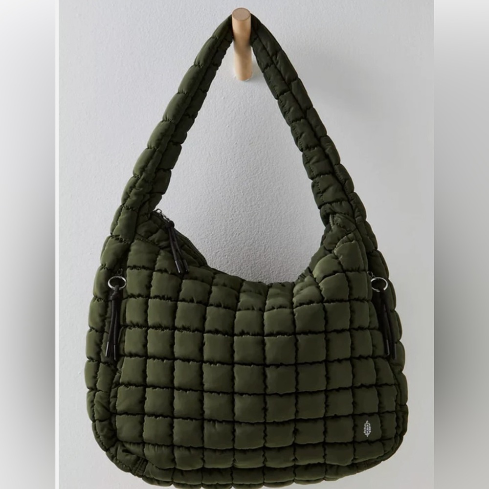 Free People FP Movement Quilted Carryall Green Army - Picture 2 of 9